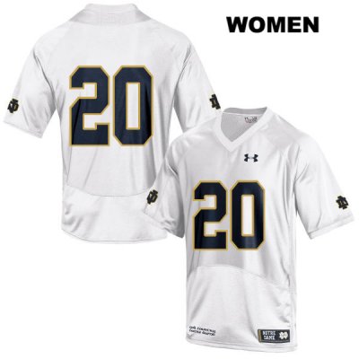 Notre Dame Fighting Irish Women's C'Bo Flemister #20 White Under Armour No Name Authentic Stitched College NCAA Football Jersey UHO8299VR